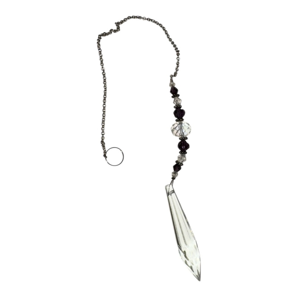 Crystal Point Suncatcher Pendant With Purple Accent Beads